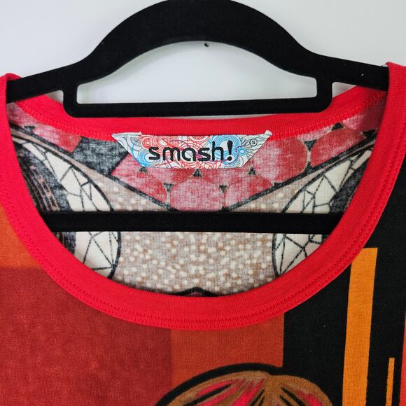 SMASH Sleeveless Cotton Dress Size Small Graphic Art Print Retro Mod Style Artsy - Picture 4 of 11